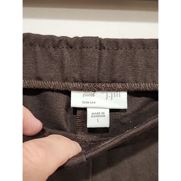 J. Jill Ponte Slim Leg Pants Womens L Dark Brown 34‎ Waist 29 Inseam Pull On - Picture 2 of 7
